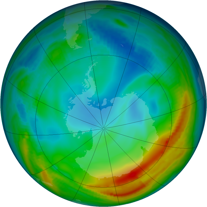 Antarctic ozone map for 19 June 1998